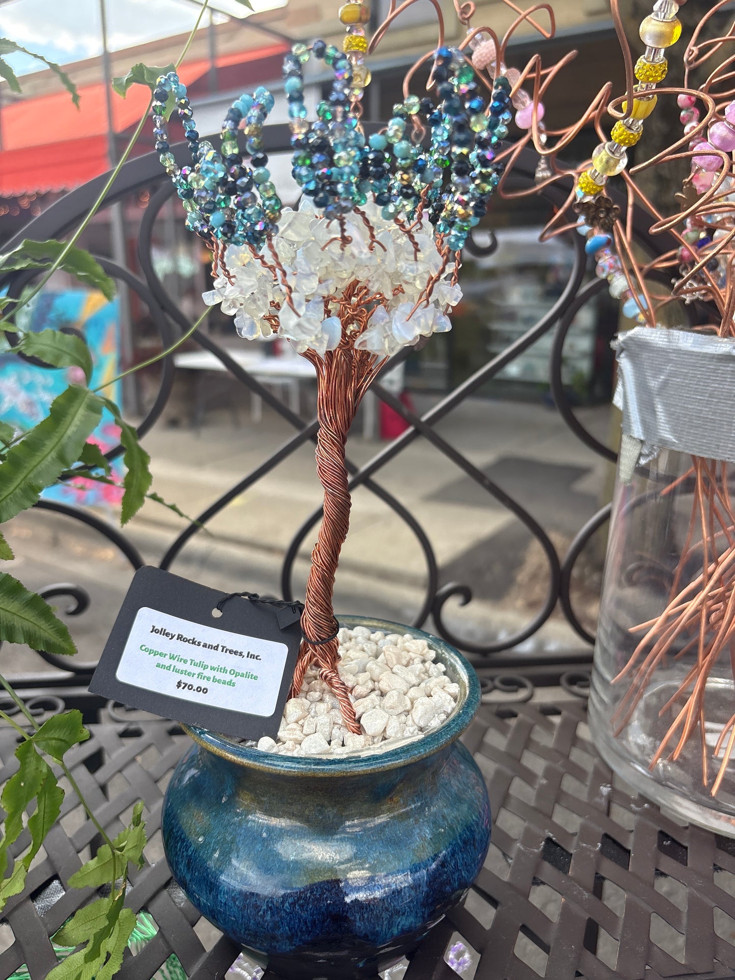 Copper Wire Tulip with Opalite