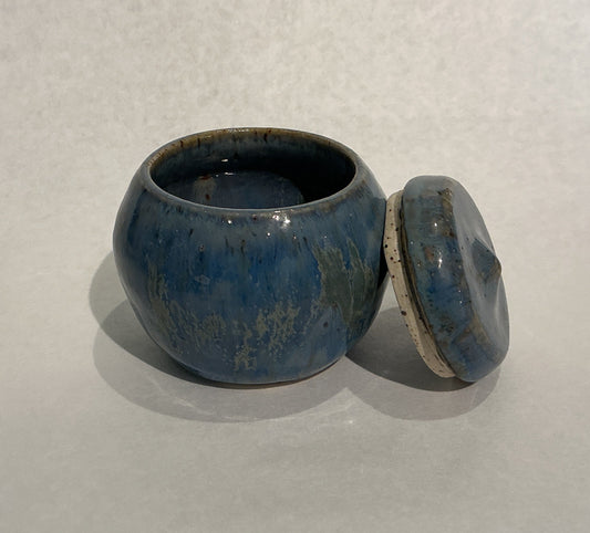 Small Frost Blue Lidded Pot