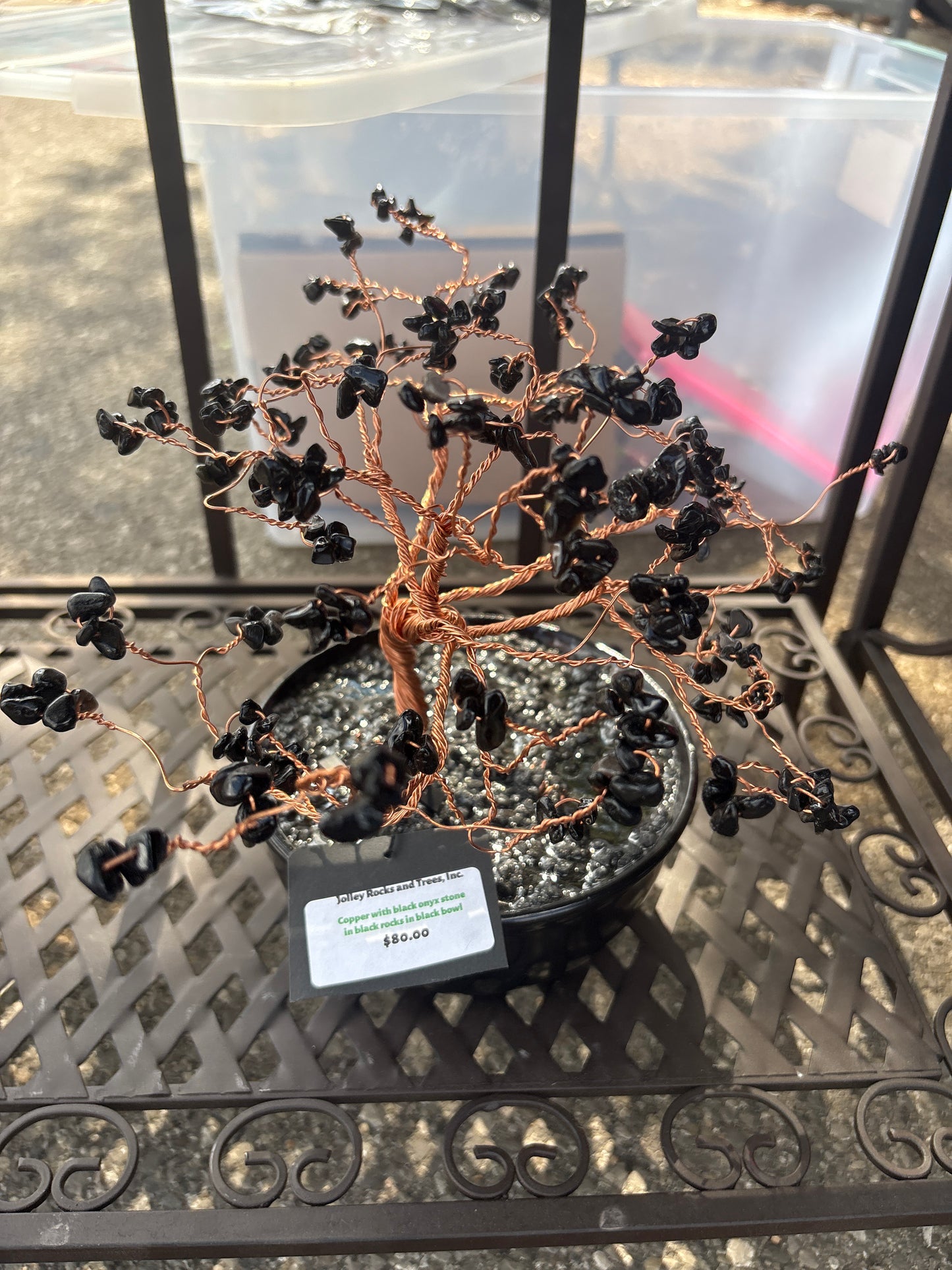 Black Onyx Stone Copper Wire Black Bowl