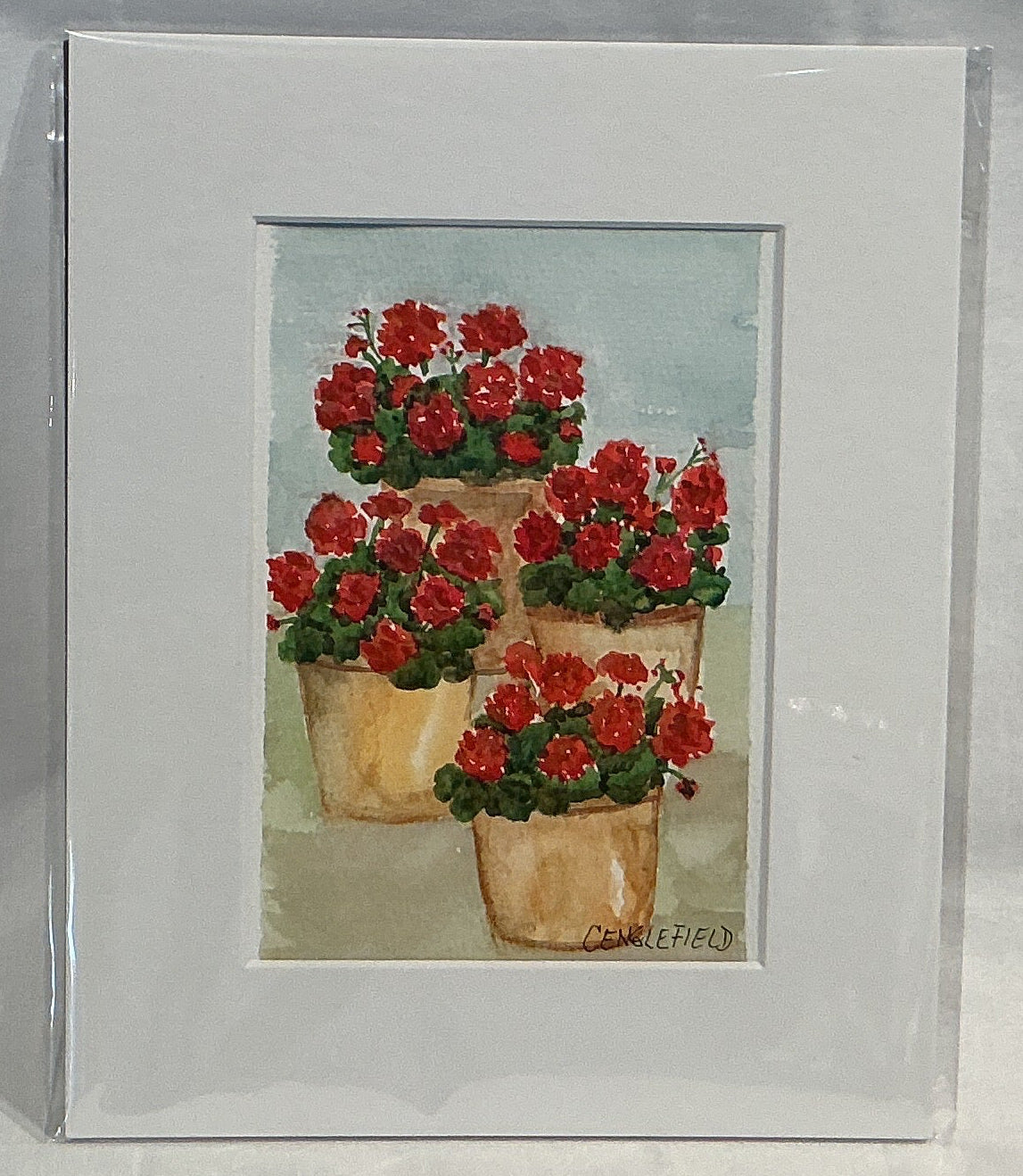 Four Pots of Geraniums