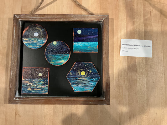 Hand Painted Moon and Sea Magnets - MM