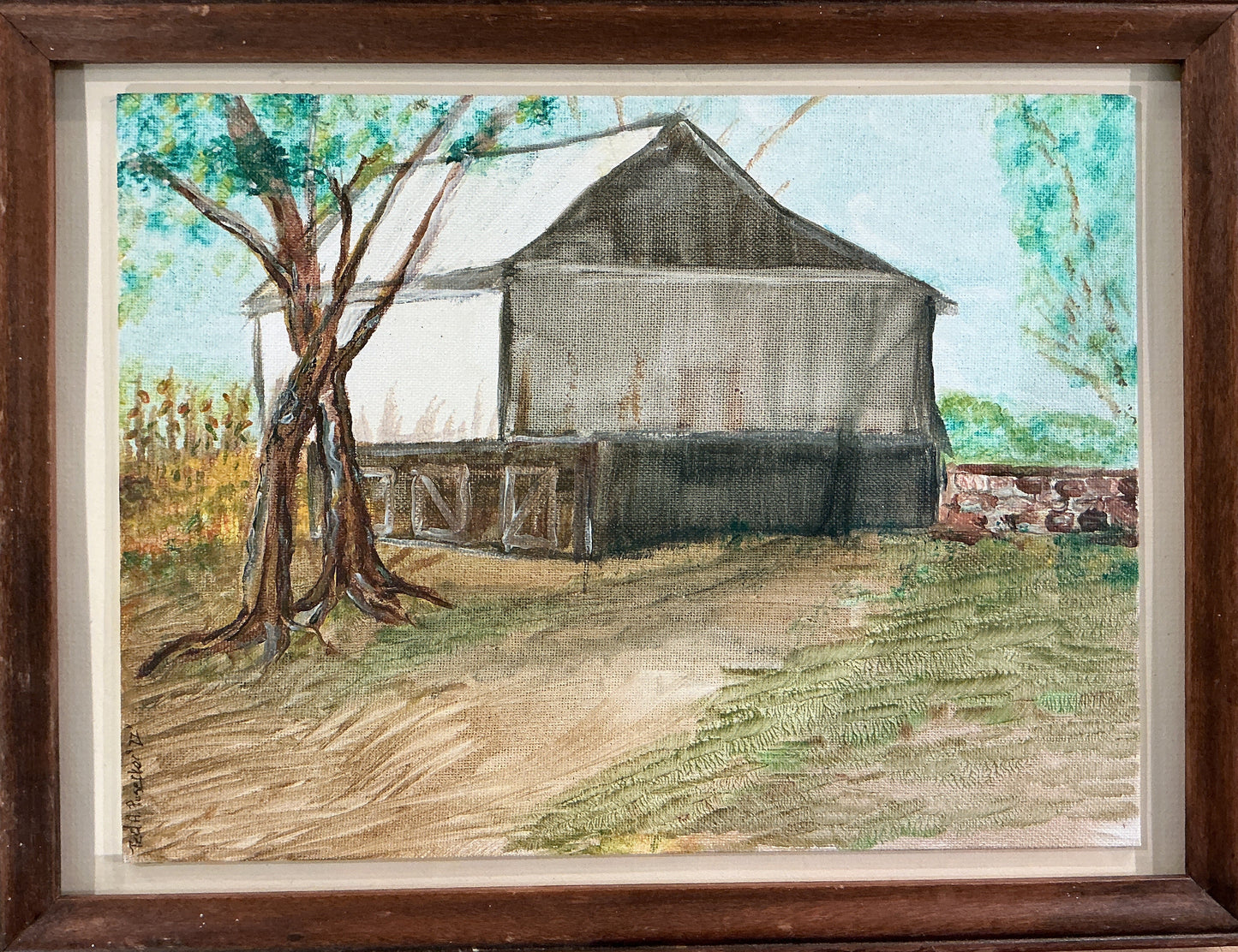 White Barn and Stone Wall
