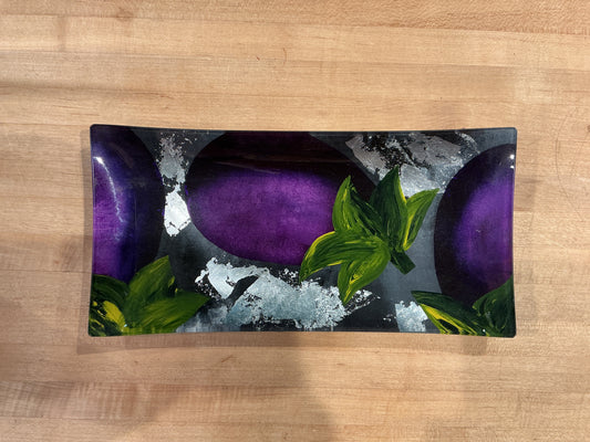 Handmade Eggplant Mirrored Glass Dish