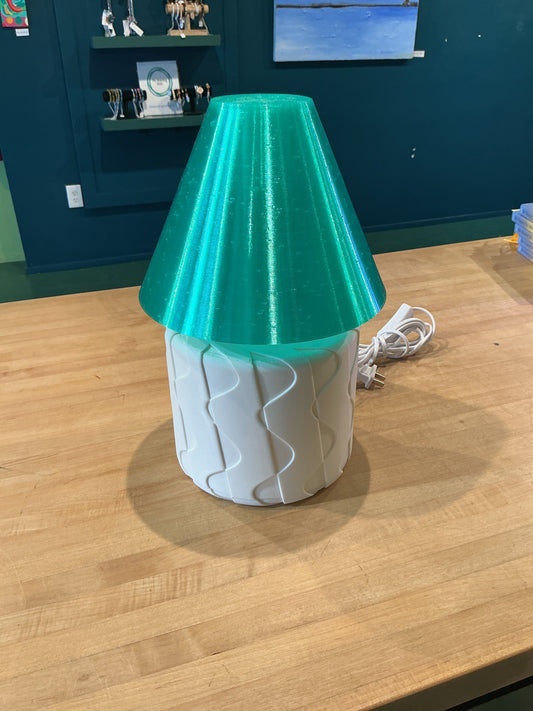 Lamp with White Base Green Shade - WN