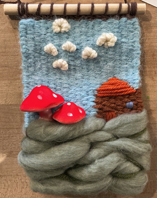 Woven Mushrooms On a Hill
