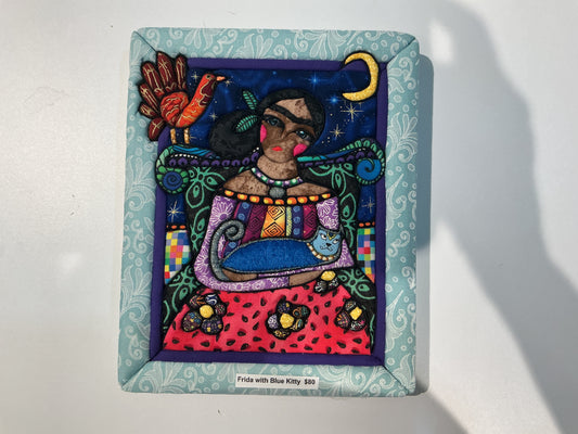 Frida with Blue Kitty