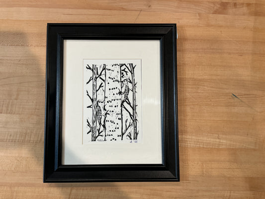 Framed Woodpecker Print