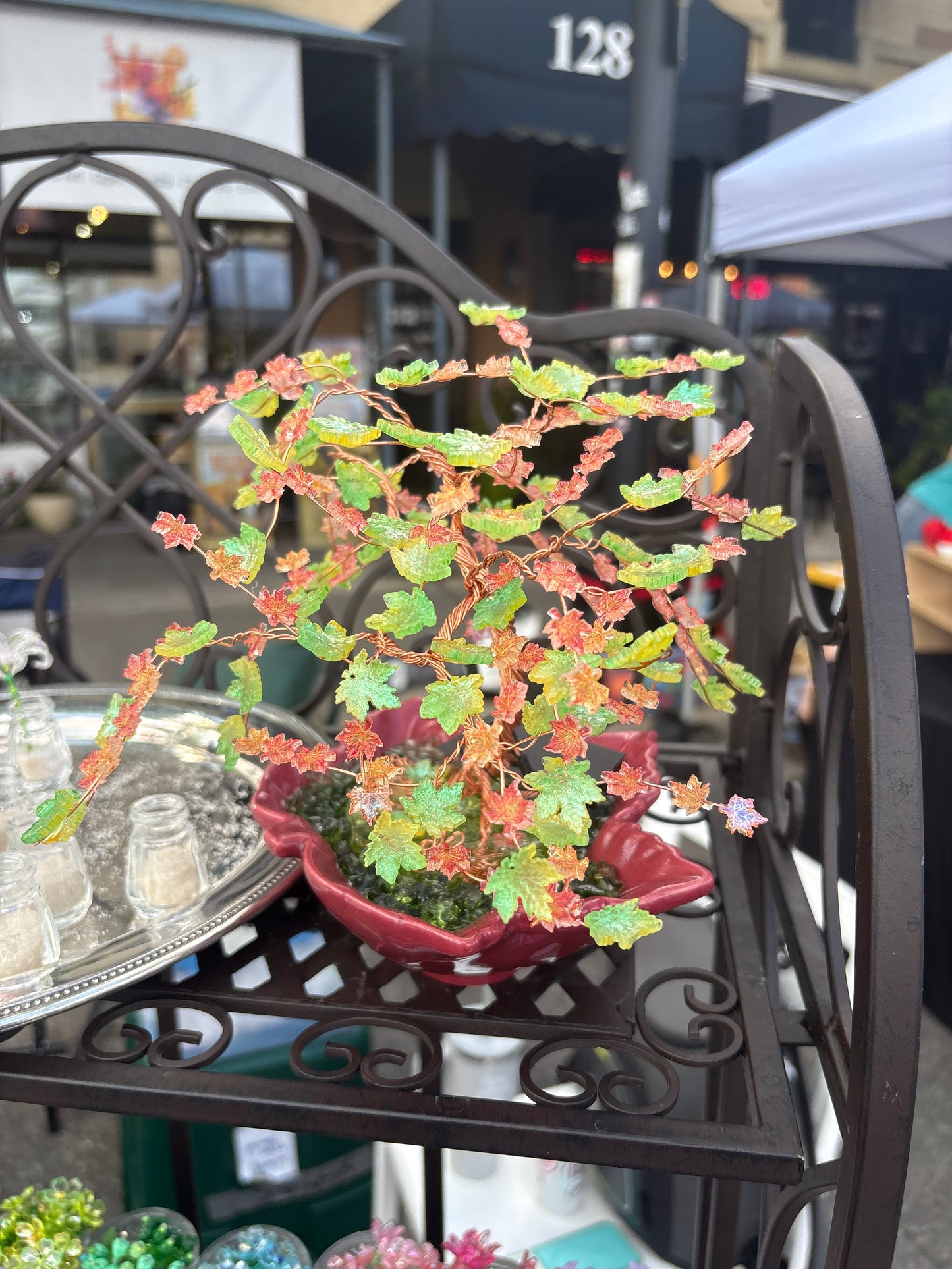 Fall Maple Resin in Red Leaf Bowl