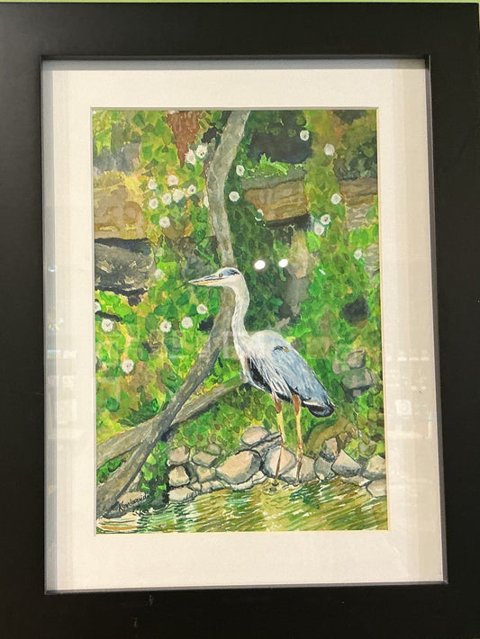 Blue Heron Walking In River, 2025