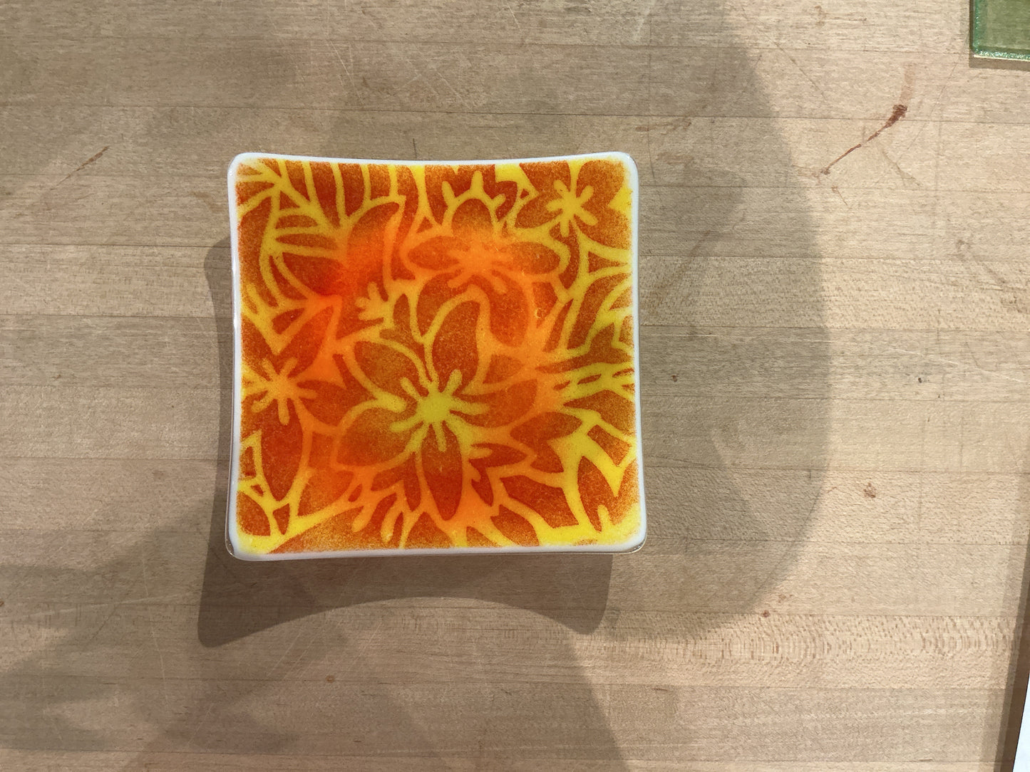 Orange Floral Plate