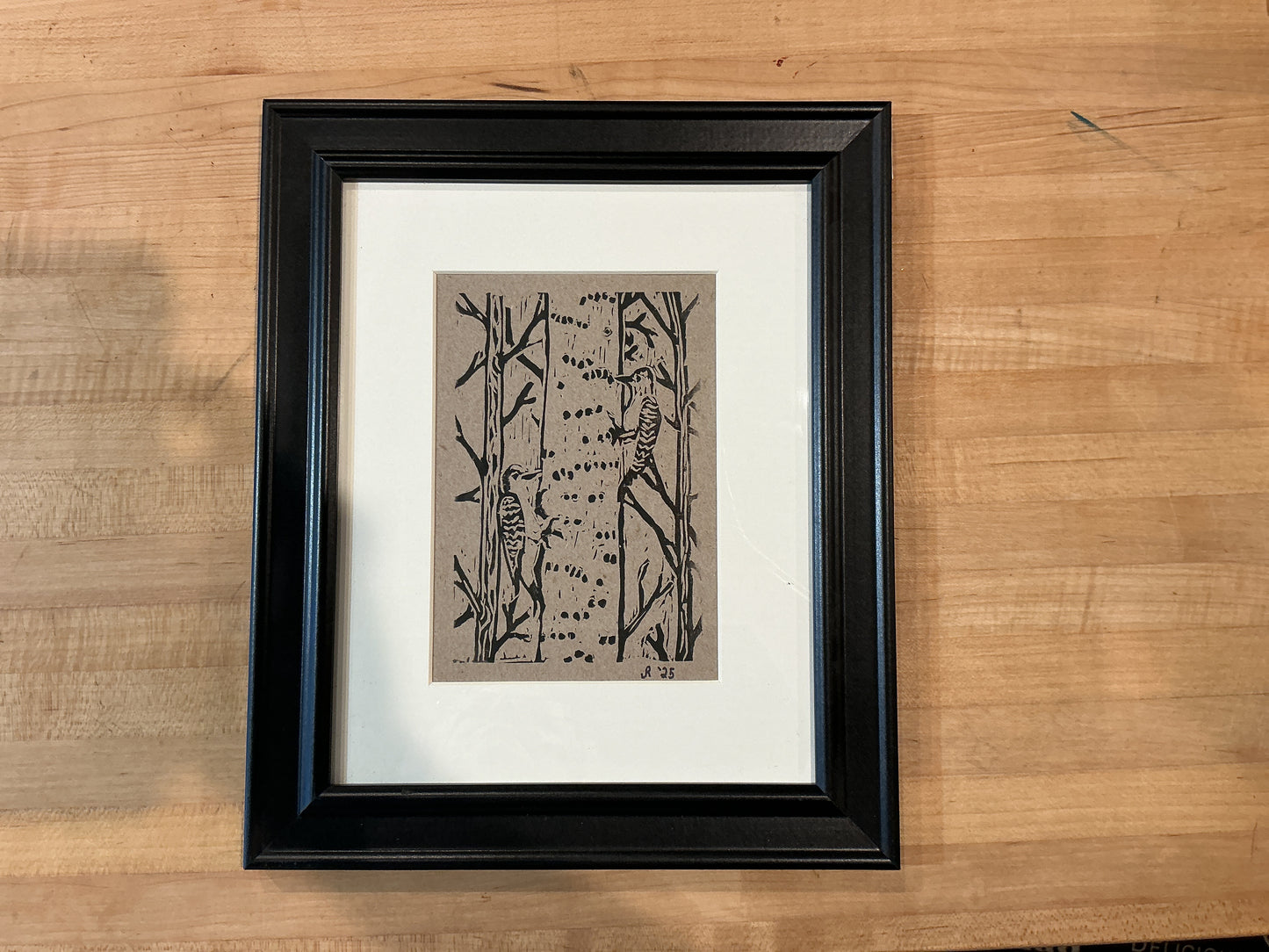 Framed Woodpecker Print