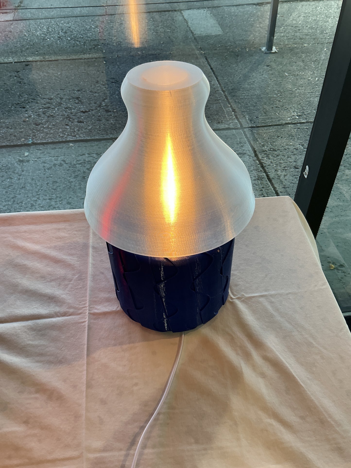 Lamp with Blue Base White Shade - WN