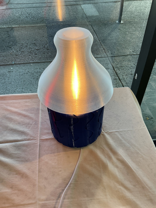Lamp with Blue Base White Shade - WN