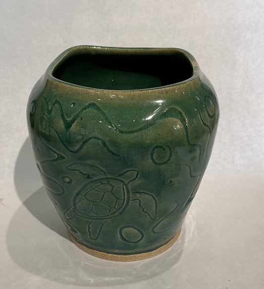 Verdant Tide Turtle Vase