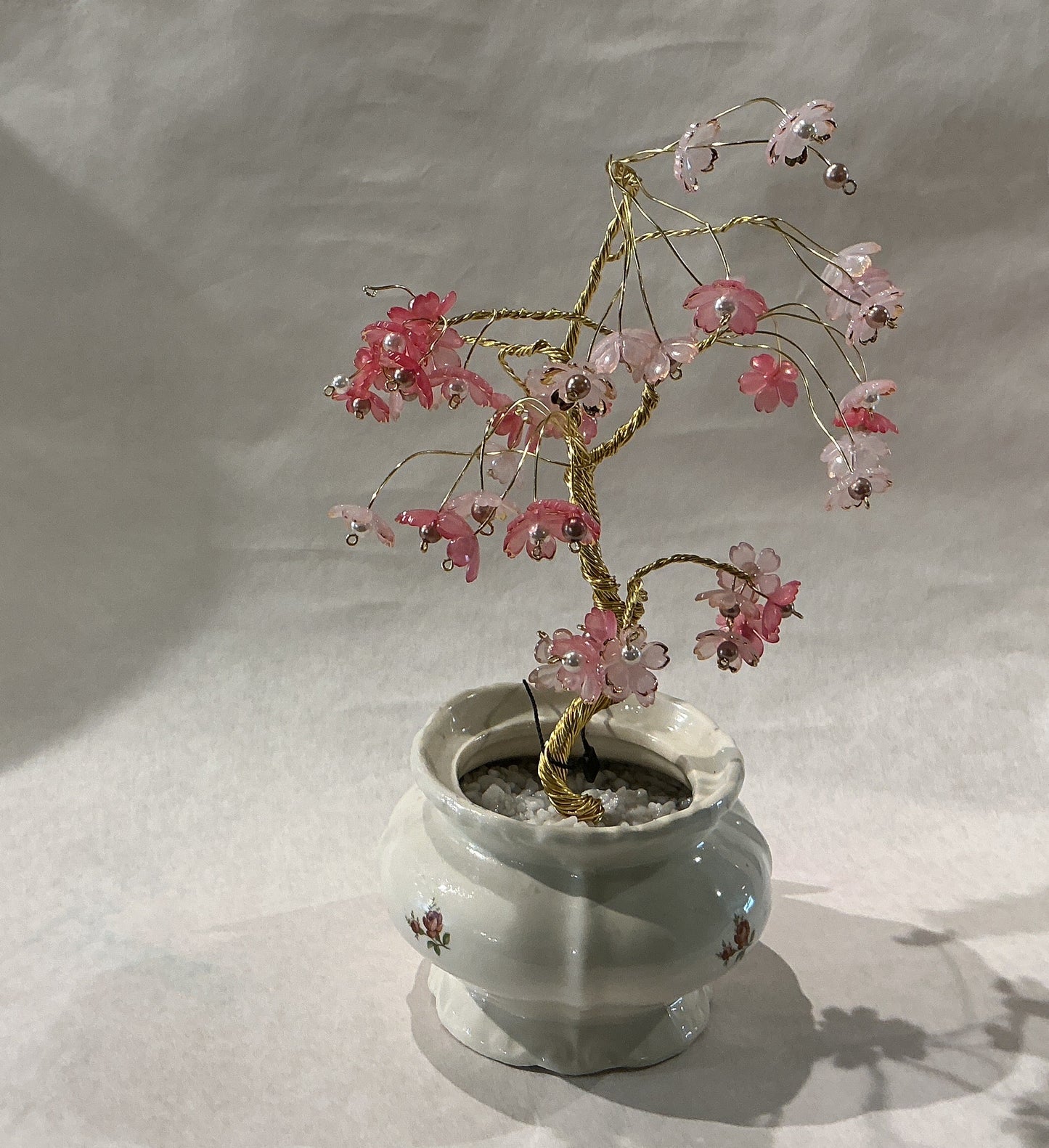 Pink Flowered White pot