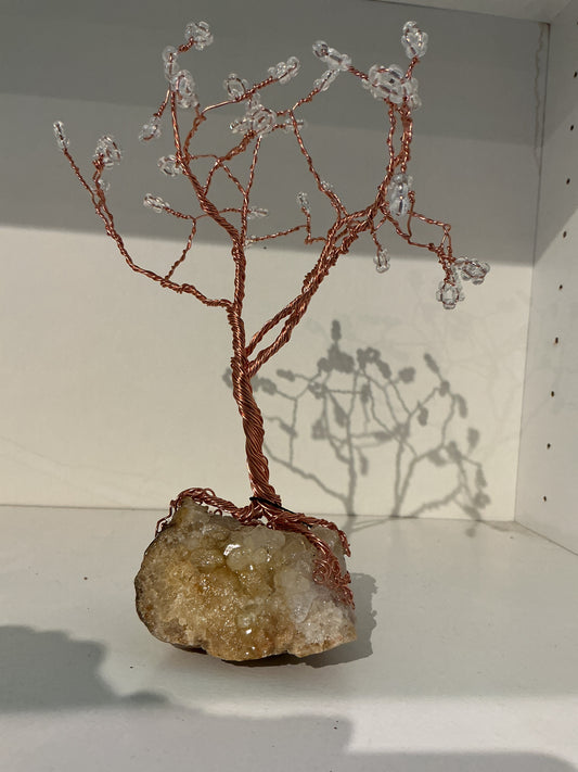 Crystal beads copper wire on geode