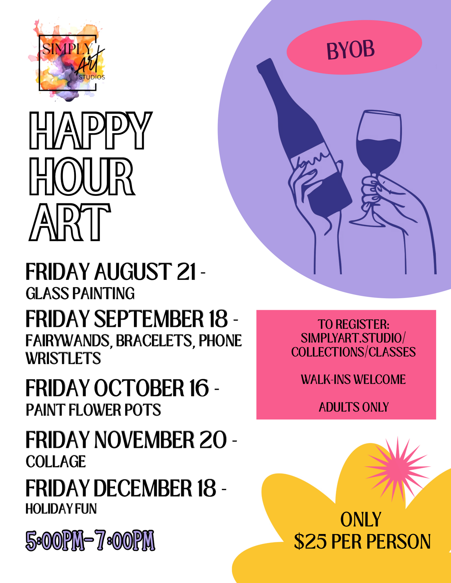 Happy Hour Art - Friday, November 20. 5-7pm. Collage with Chris Soto. $25 per person. BYOB. Adults Only. Walk-Ins Welcome if there is space. Guarantee a spot by signing up in advance!