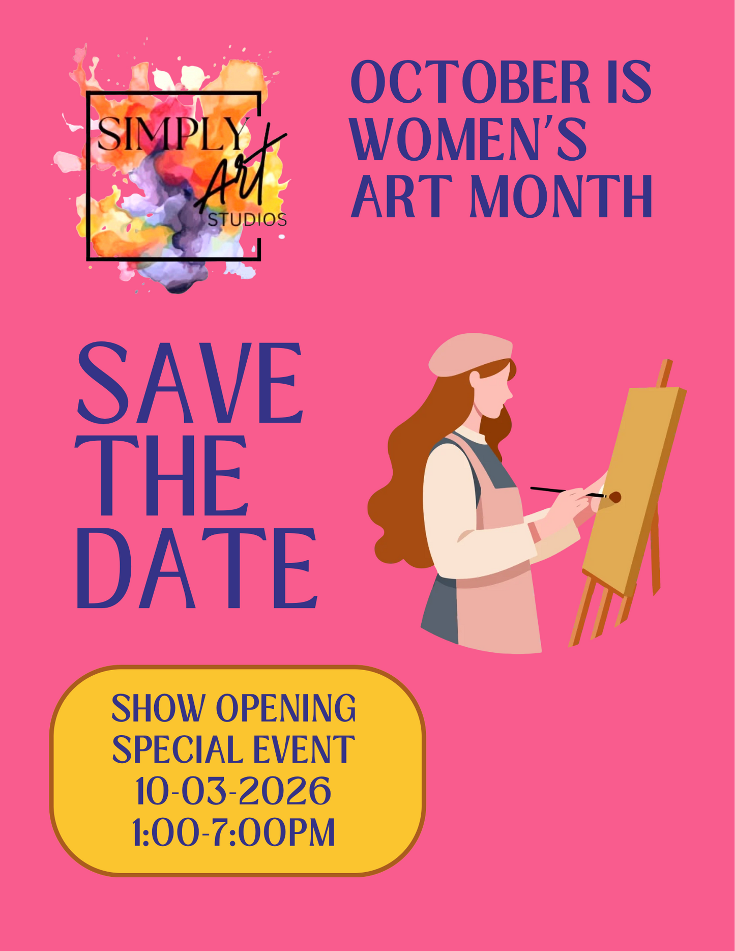 Women’s Art Month Opening Event - Saturday, October 3. 1-7pm. New Artists from Central Ohio - All Women! FREE EVENT. NO NEED TO SIGN UP- WALK-INS WELCOME!